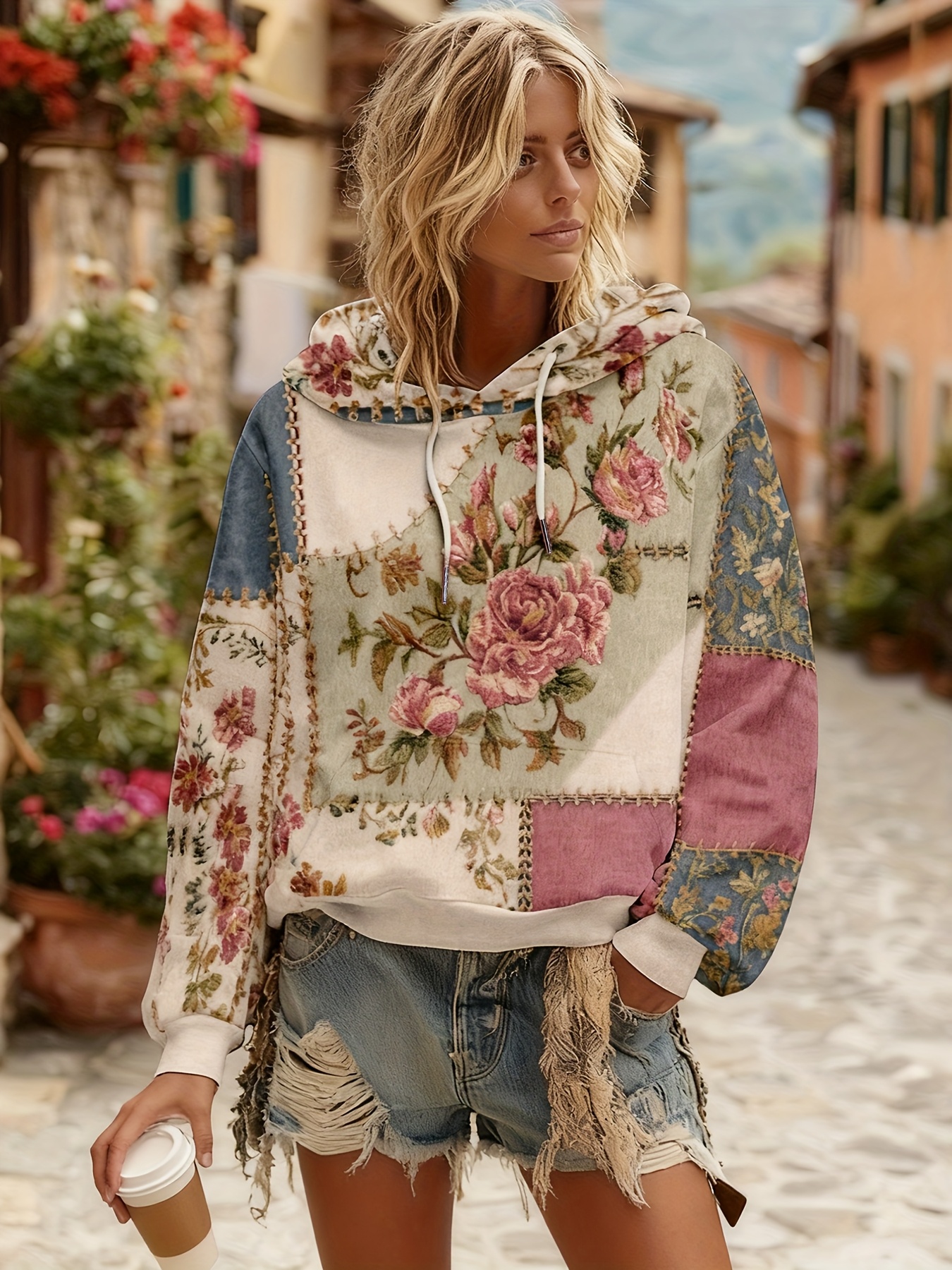 Vintage Bohemian Floral Digital Print Hoodie（Buy 2 Free Shipping)