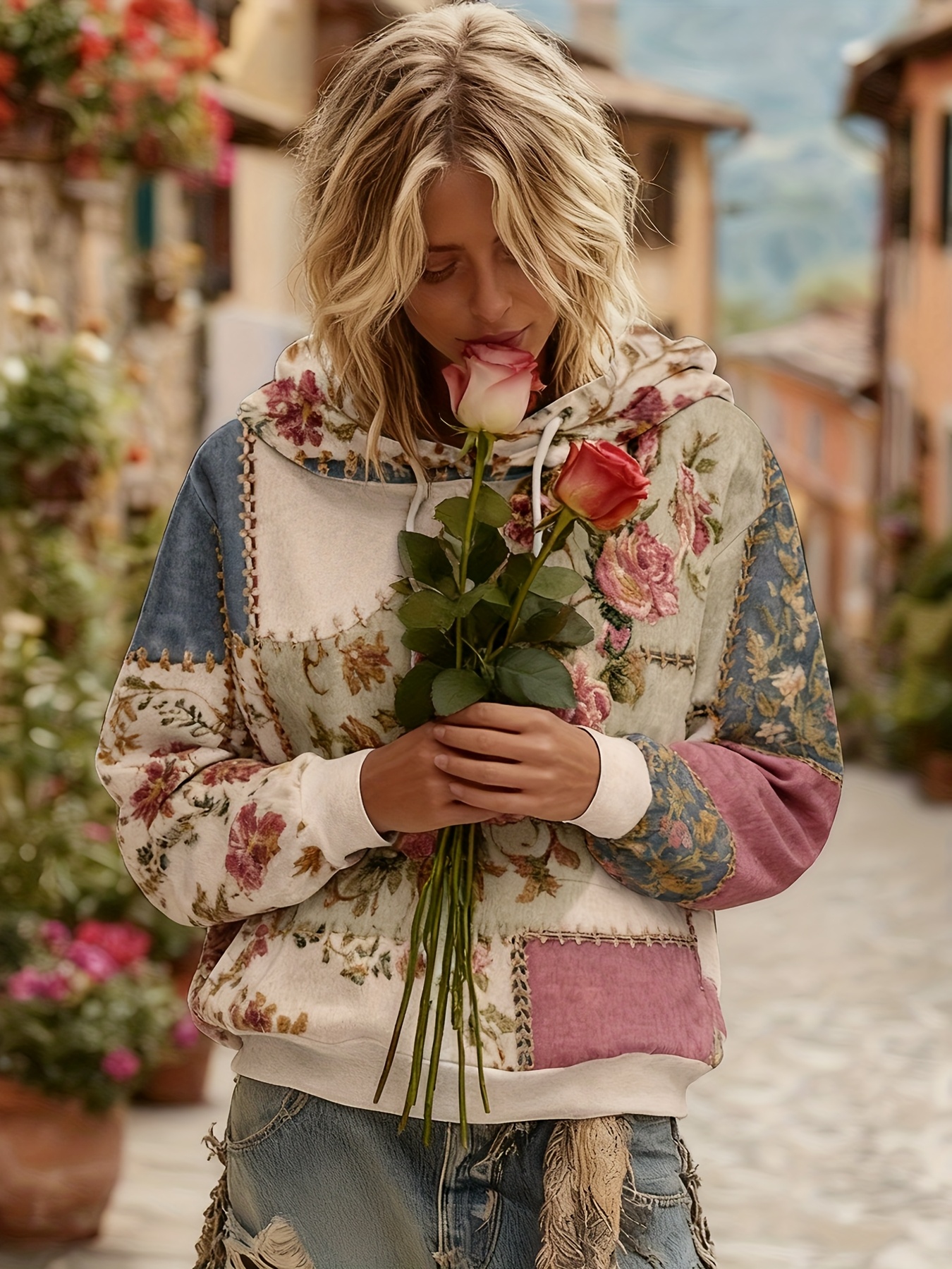 Vintage Bohemian Floral Digital Print Hoodie（Buy 2 Free Shipping)