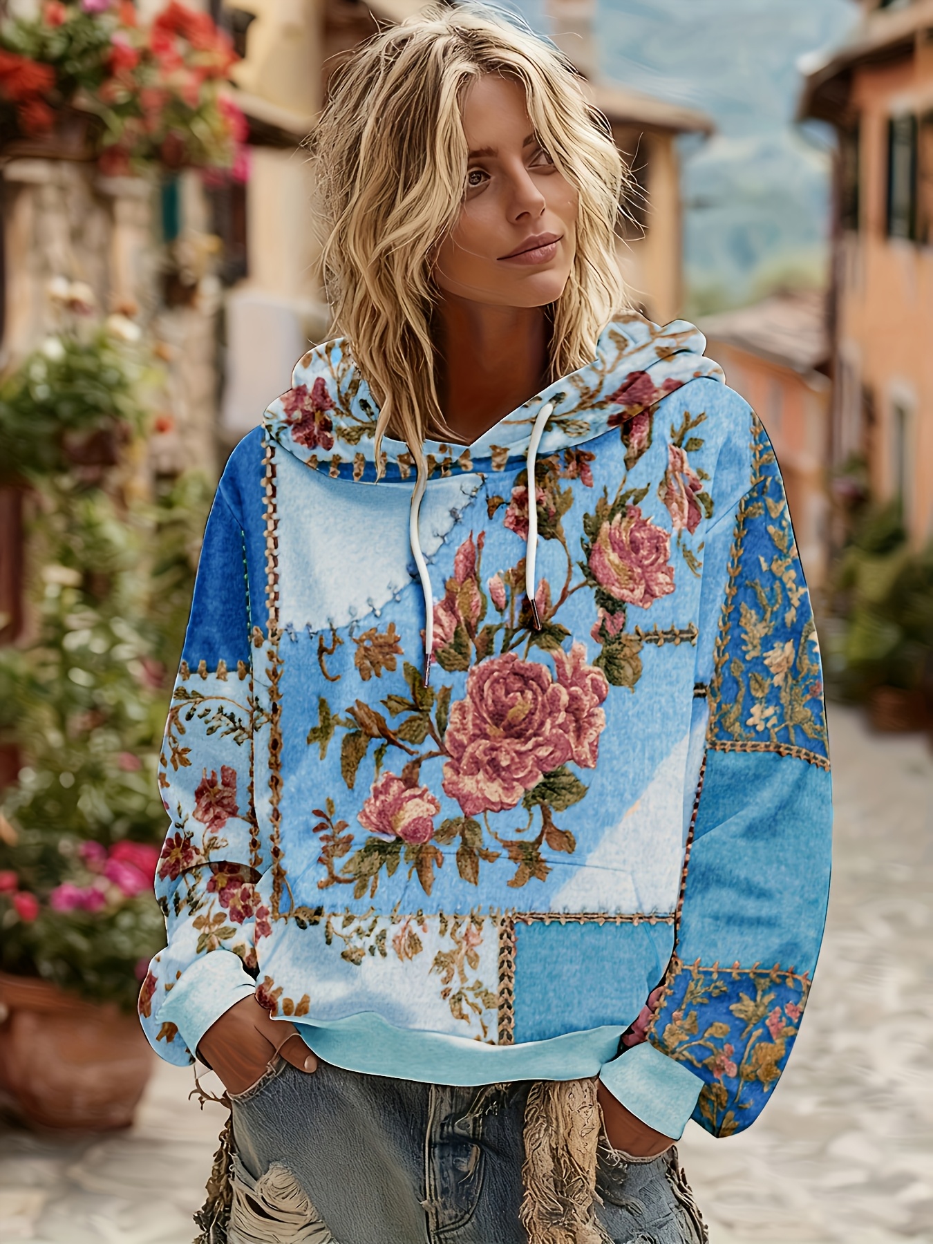 Vintage Bohemian Floral Digital Print Hoodie（Buy 2 Free Shipping)