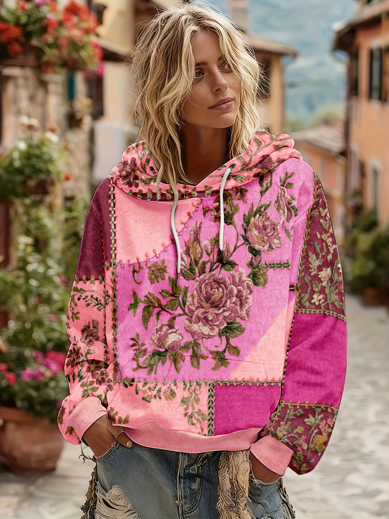 Vintage Bohemian Floral Digital Print Hoodie（Buy 2 Free Shipping)