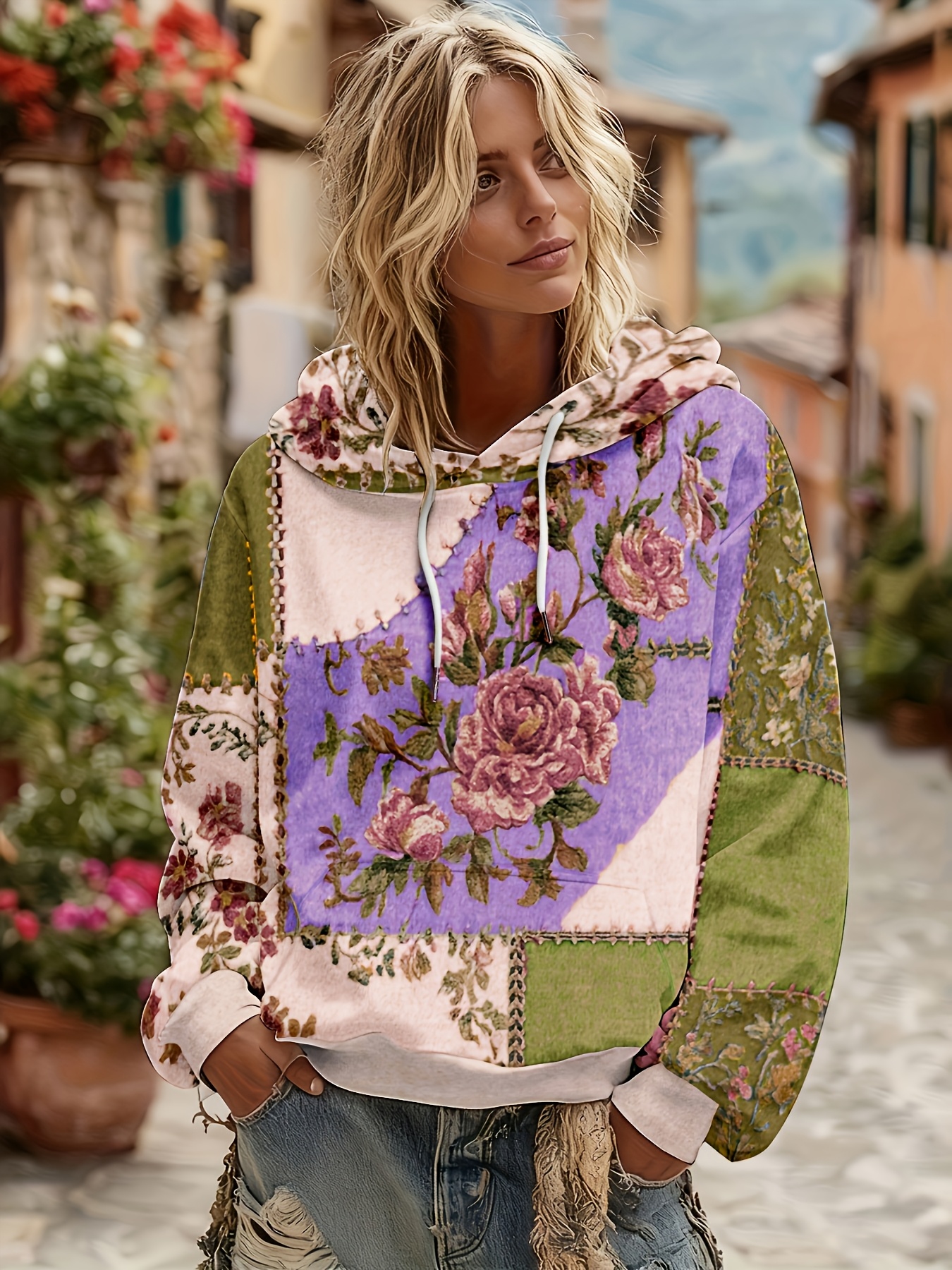 Vintage Bohemian Floral Digital Print Hoodie（Buy 2 Free Shipping)