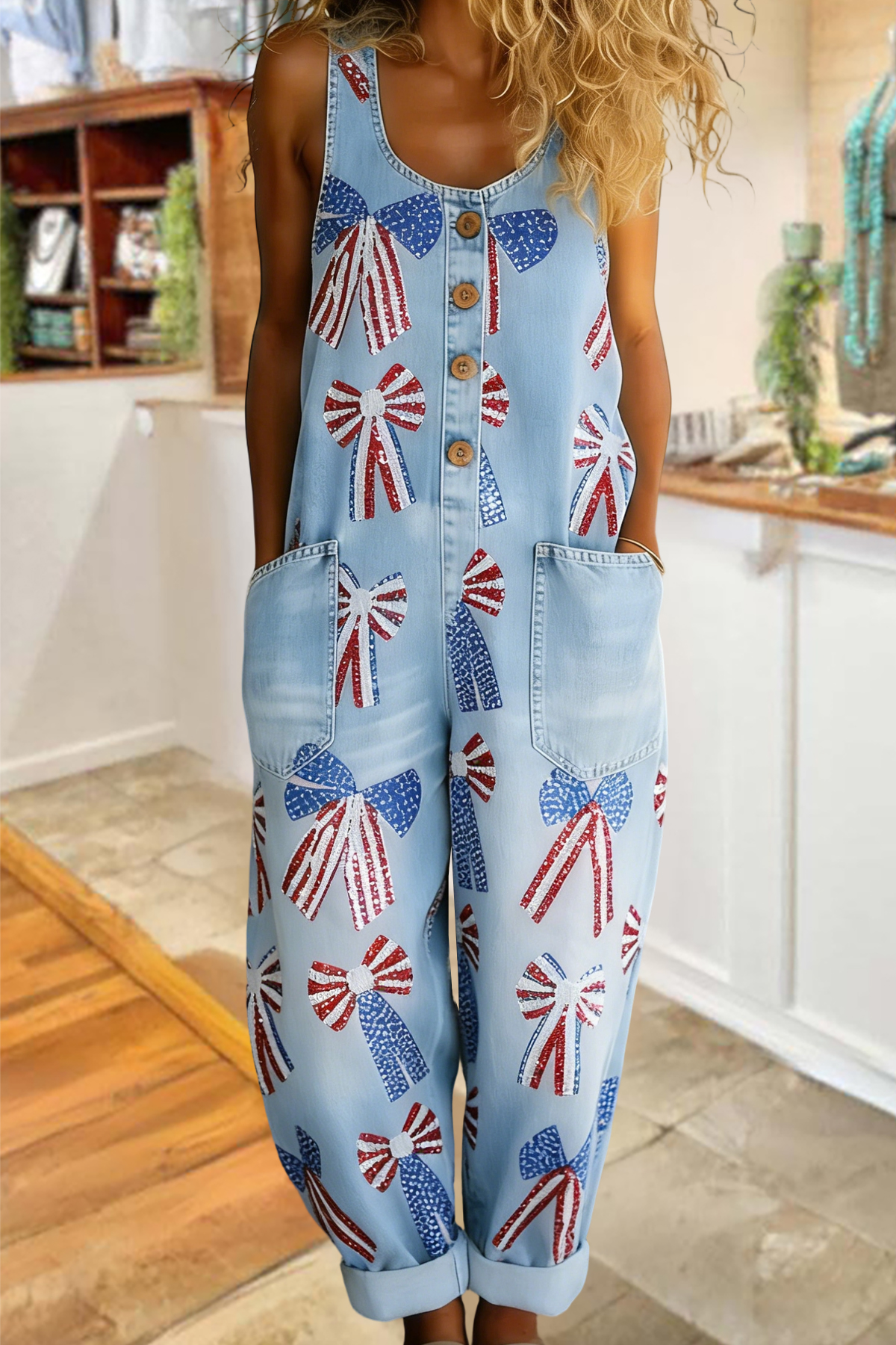 Classic USA Bow Overalls (Buy 2 Free Shipping)