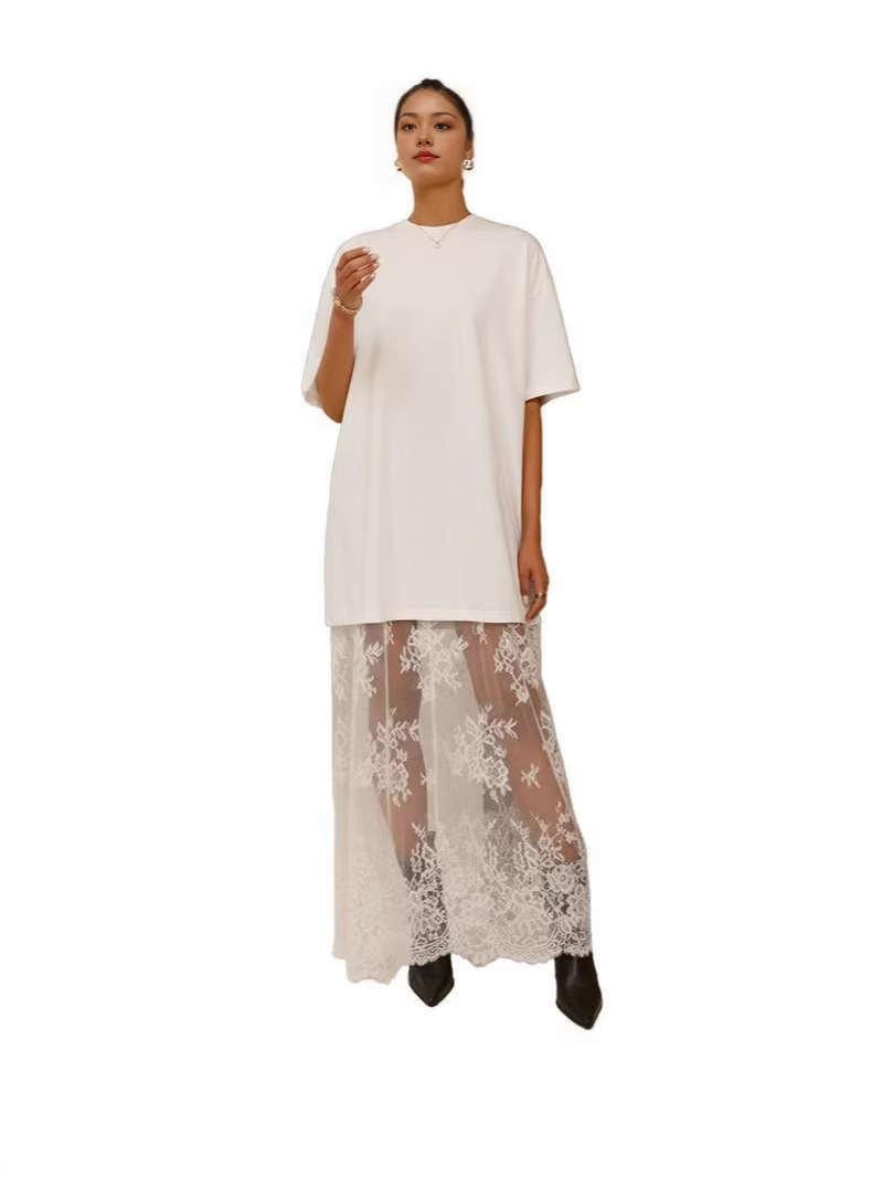 T-Shirt Lace Maxi Dress (Buy 2 Free Shipping)