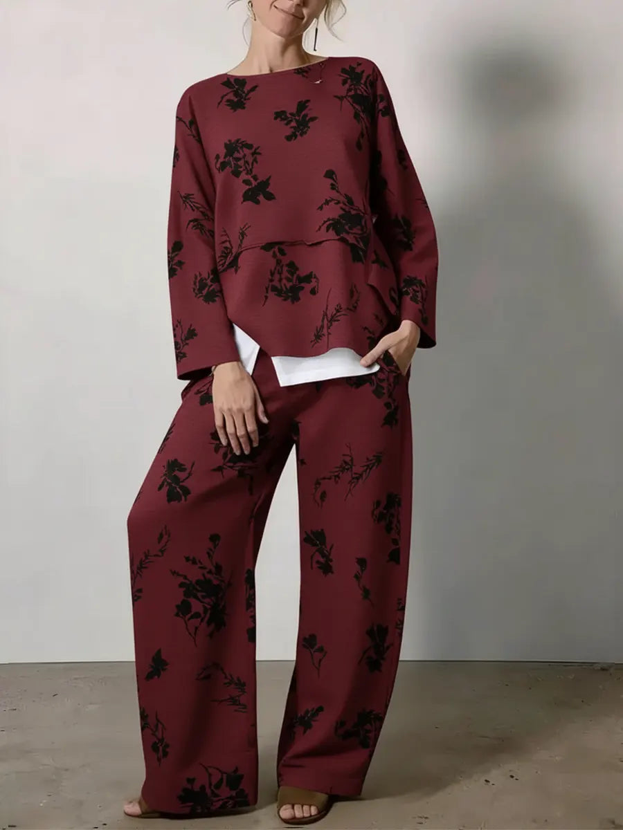 Women's Vintage Floral Print Cozy Cotton Top And Pants Two-piece Set（Buy 2 Free Shipping)