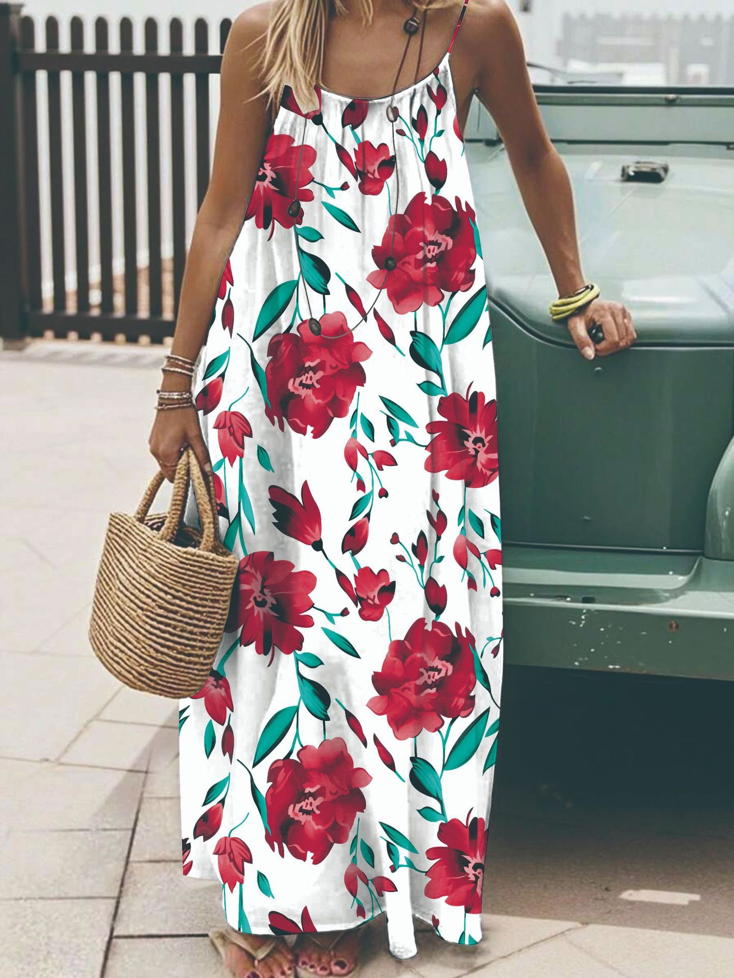 2026 New Women's Leopard and Striped Backless Maxi Dress （Buy 2 Free Shipping）