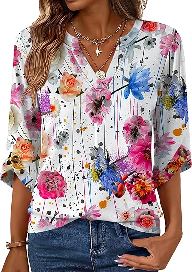 Womens 3/4 Length Sleeve Tunic Tops (Buy 2 Free Shipping)