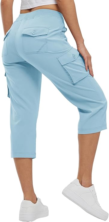 Women's Capris Lightweight Cargo Hiking Pants with 6 Pockets