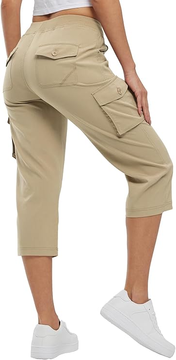 Women's Capris Lightweight Cargo Hiking Pants with 6 Pockets