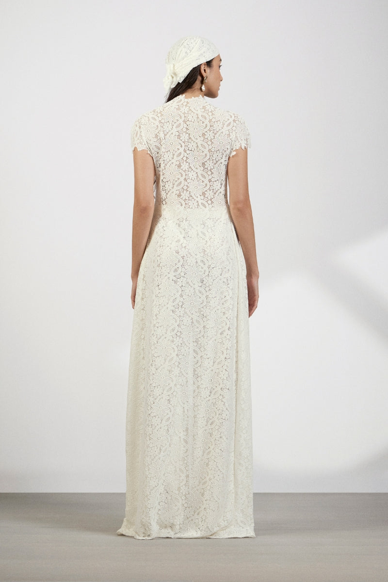 Women's Solid-Color Lace Dress and Pants Set