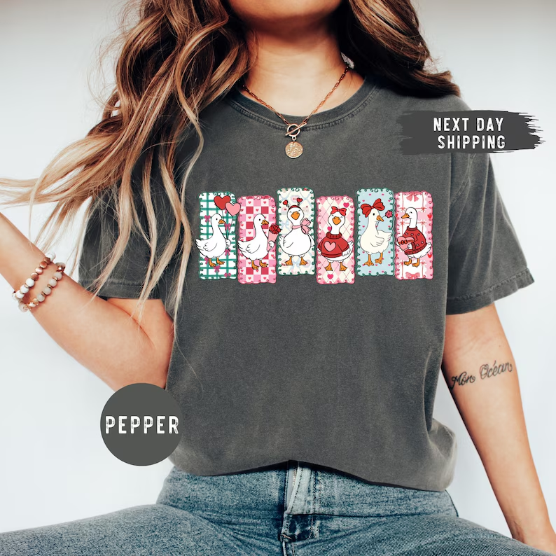cute Love Goose Valentine Day Shirt