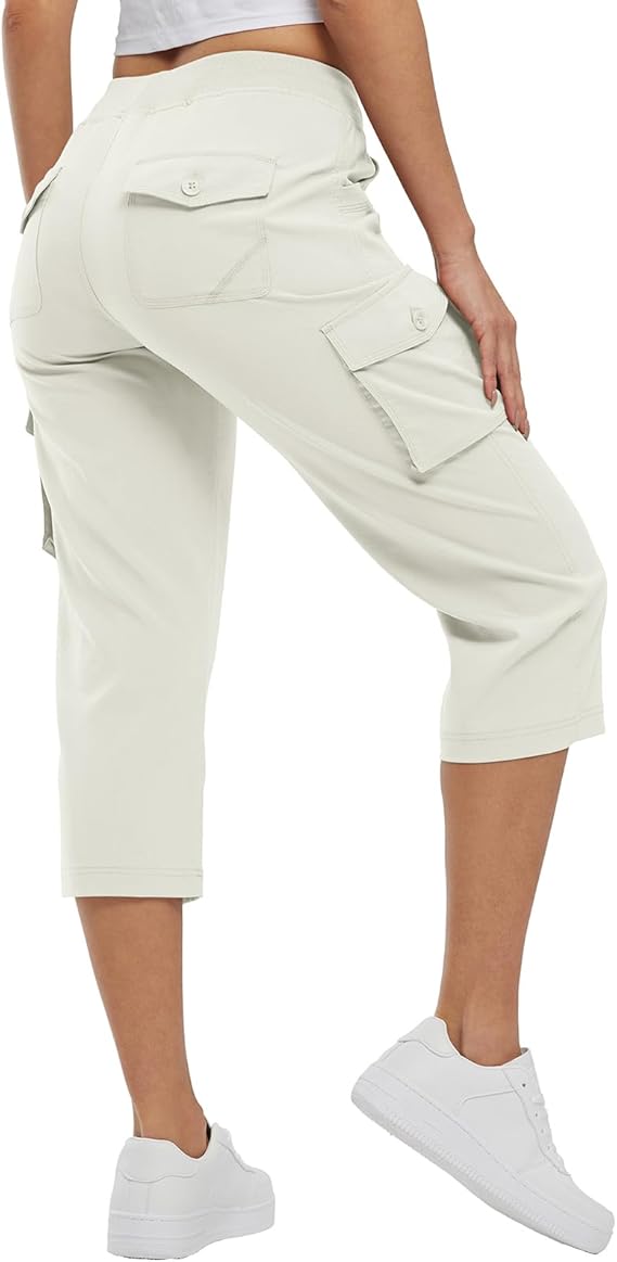 Women's Capris Lightweight Cargo Hiking Pants with 6 Pockets