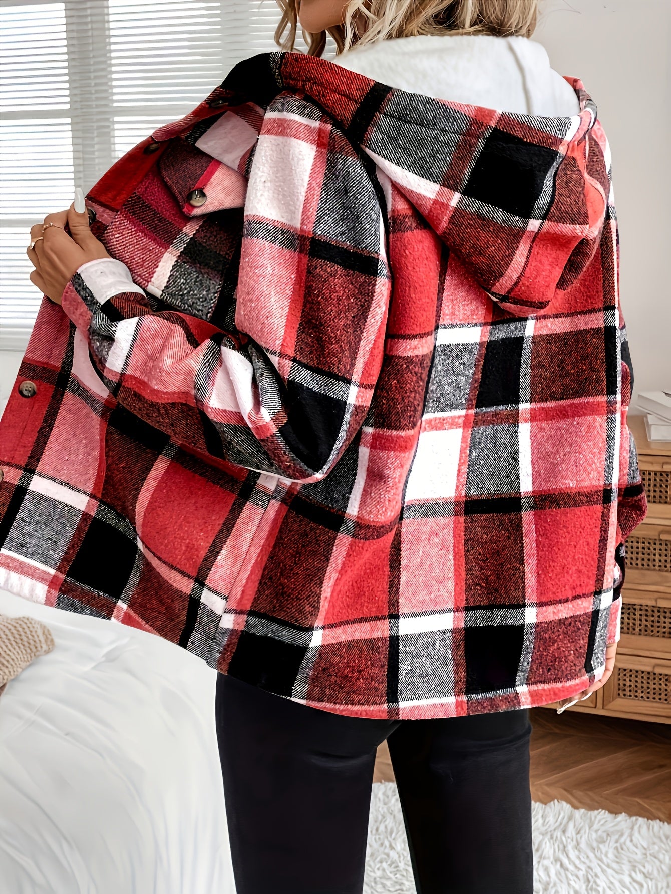 Women's Flannel Plaid Fleece Hooded Jacket (Buy 2 Free Shipping)