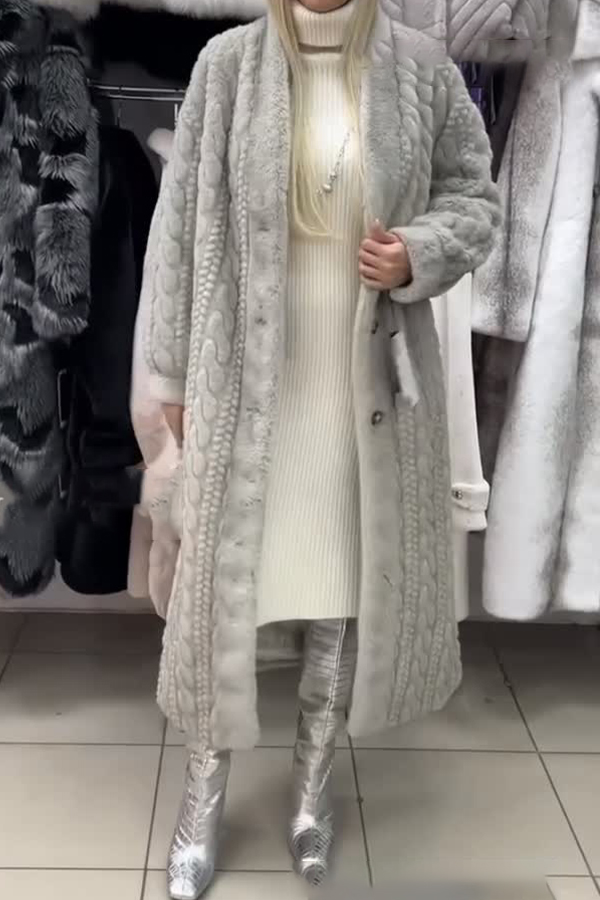 Women Casual Warm Cable-knit Plush Long Cardigan Coat（Buy 2 Free Shipping)