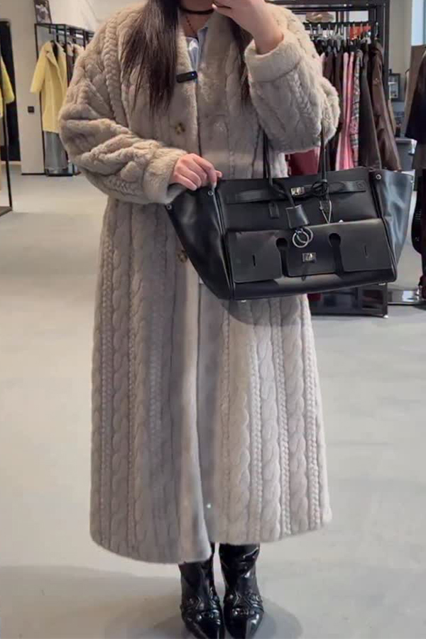 Women Casual Warm Cable-knit Plush Long Cardigan Coat（Buy 2 Free Shipping)