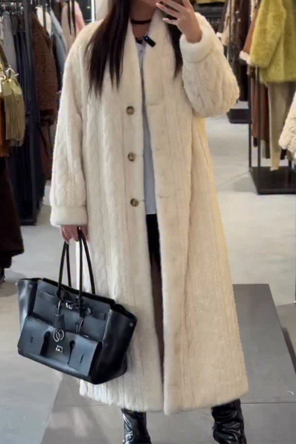 Women Casual Warm Cable-knit Plush Long Cardigan Coat（Buy 2 Free Shipping)