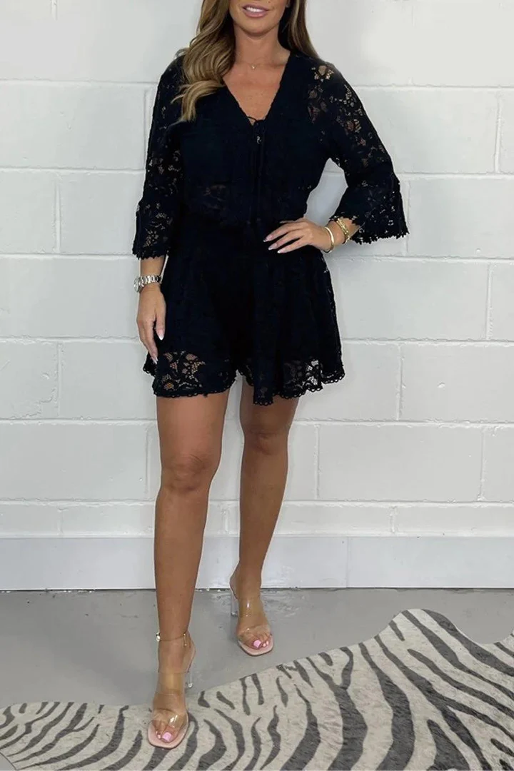 Women V-neck Casual Lace Set （Buy 2 Free Shipping)