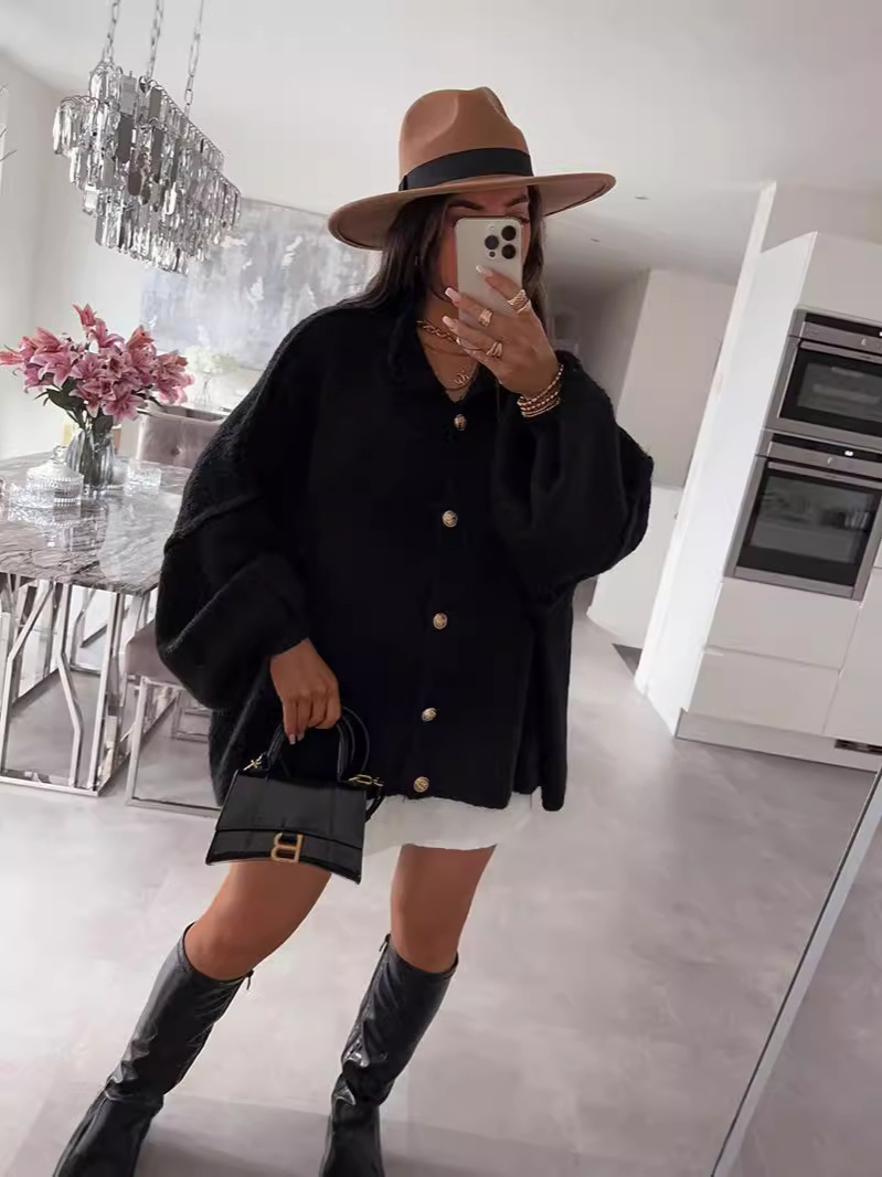 2025 woman Cardigan Sweaters Button Open Front Chunky Knit Oversized Sweater（Buy 2 Free Shipping)