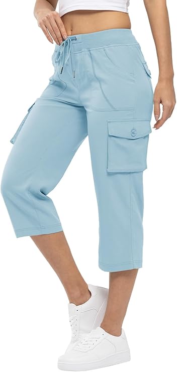 Women's Capris Lightweight Cargo Hiking Pants with 6 Pockets
