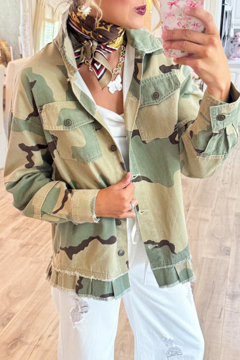 Camo Peace Patch Denim Jacket(buy 2 Free Shipping）
