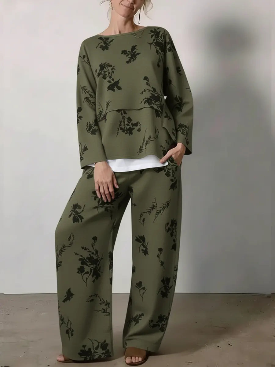 Women's Vintage Floral Print Cozy Cotton Top And Pants Two-piece Set（Buy 2 Free Shipping)