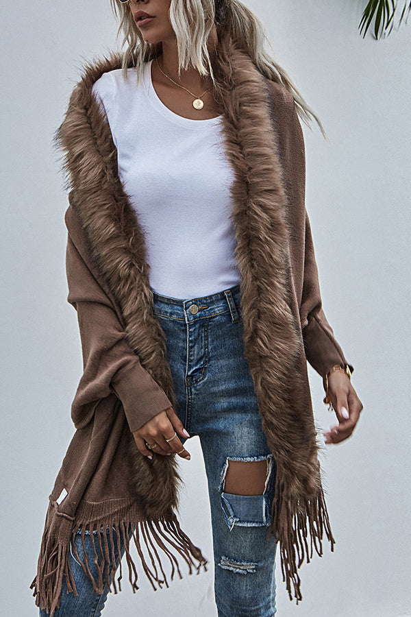 Fur collar shawl cardigan (Buy 2 Free Shipping)