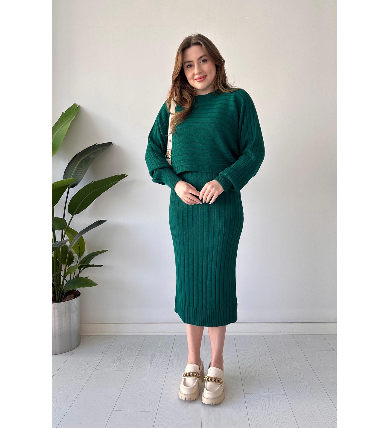 Crop Knit Dress Emerald(Buy 2 Free Shipping)