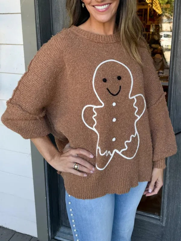 Cute Cookie Pattern Patchwork Sweater for Women（Buy 2 Free Shipping)