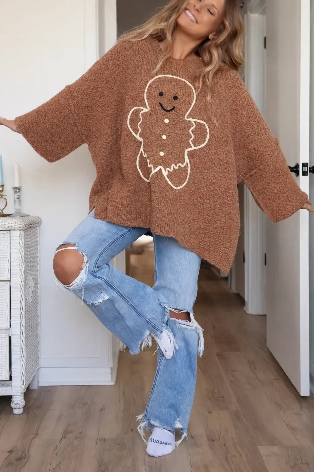 Cute Cookie Pattern Patchwork Sweater for Women（Buy 2 Free Shipping)