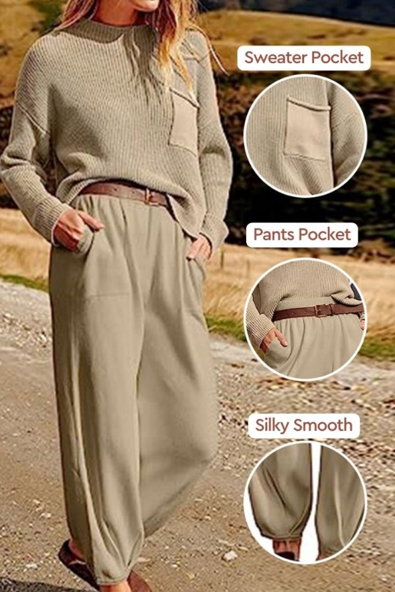 Relaxed Sweater Top And Trouser Set（Buy 2 Free Shipping)