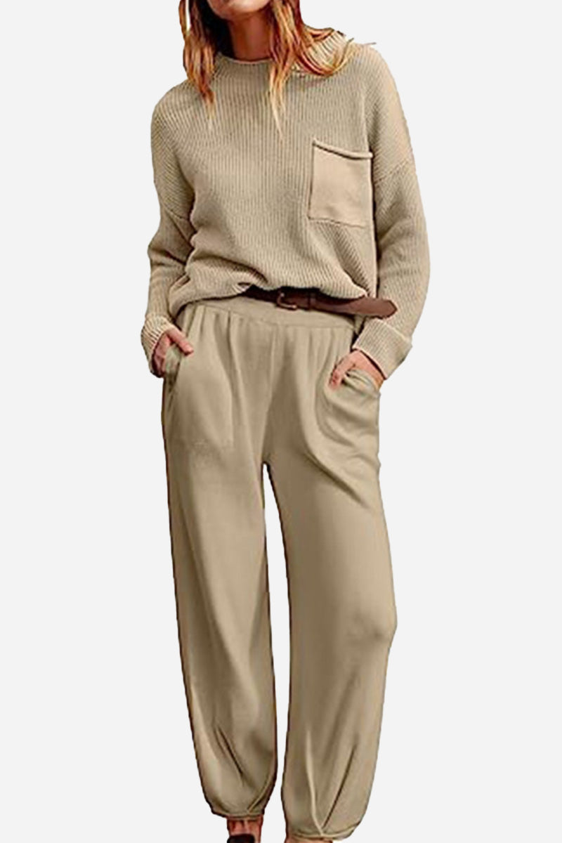 Relaxed Sweater Top And Trouser Set（Buy 2 Free Shipping)