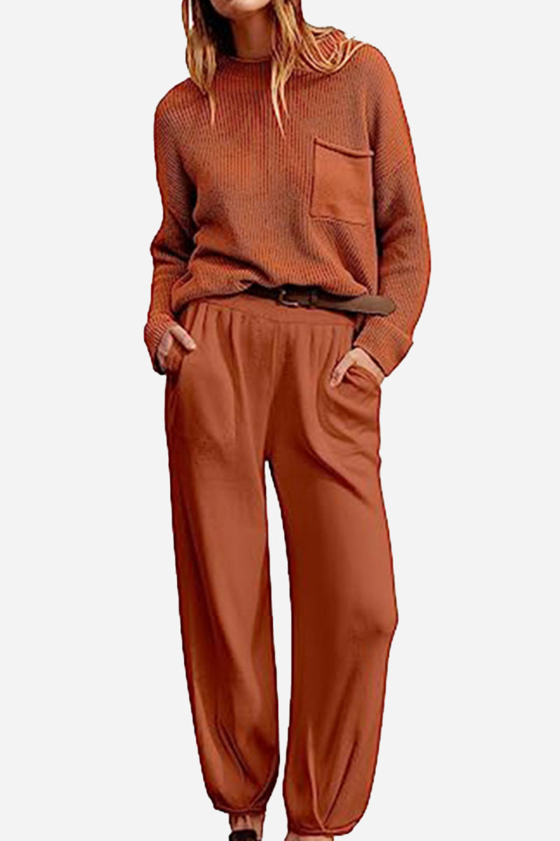 Relaxed Sweater Top And Trouser Set（Buy 2 Free Shipping)