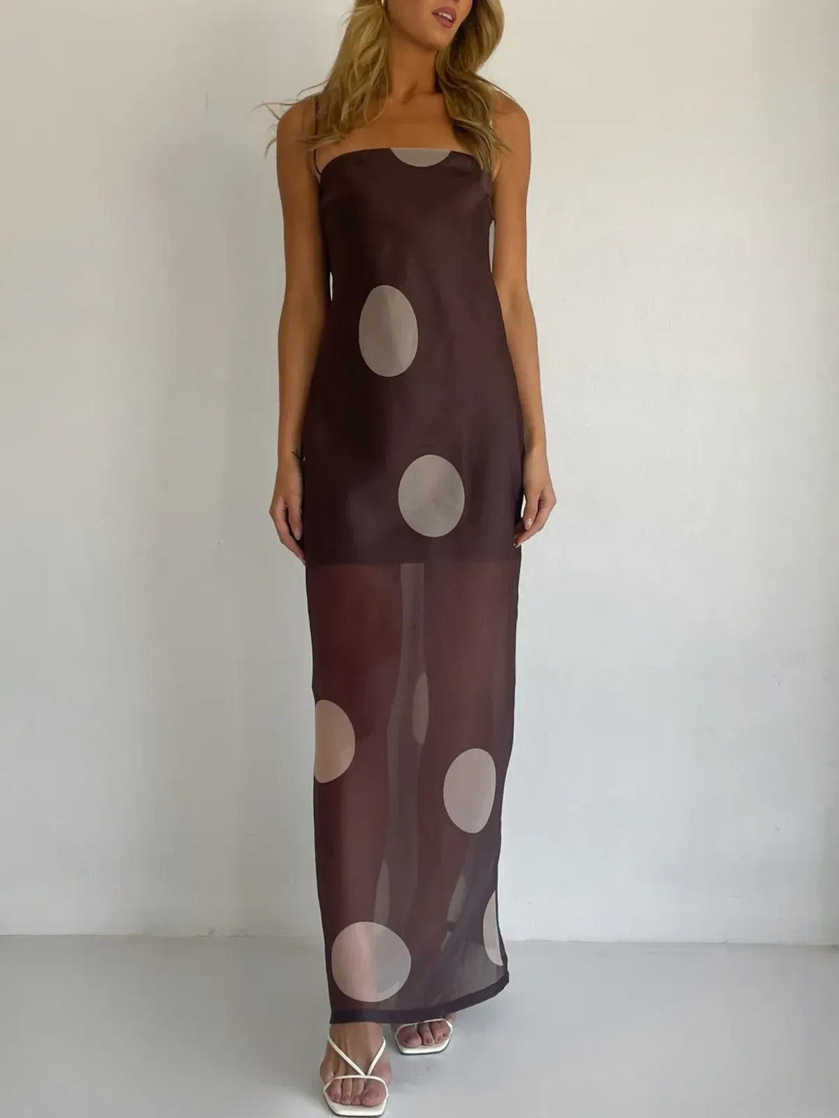 Polka dot strapless elegant long dress（Buy 2 Free Shipping)