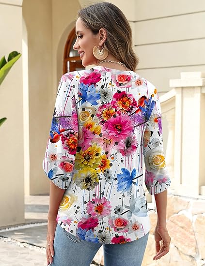 Womens 3/4 Length Sleeve Tunic Tops (Buy 2 Free Shipping)