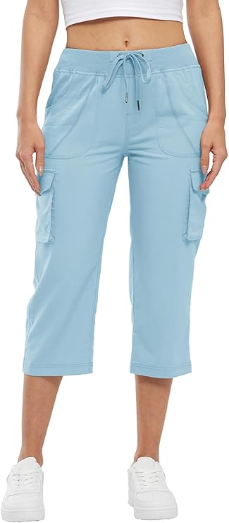 Women's Capris Lightweight Cargo Hiking Pants with 6 Pockets