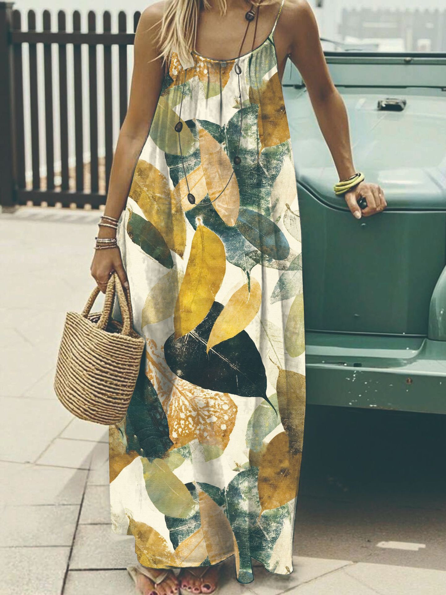 2026 New Women's Leopard and Striped Backless Maxi Dress （Buy 2 Free Shipping）