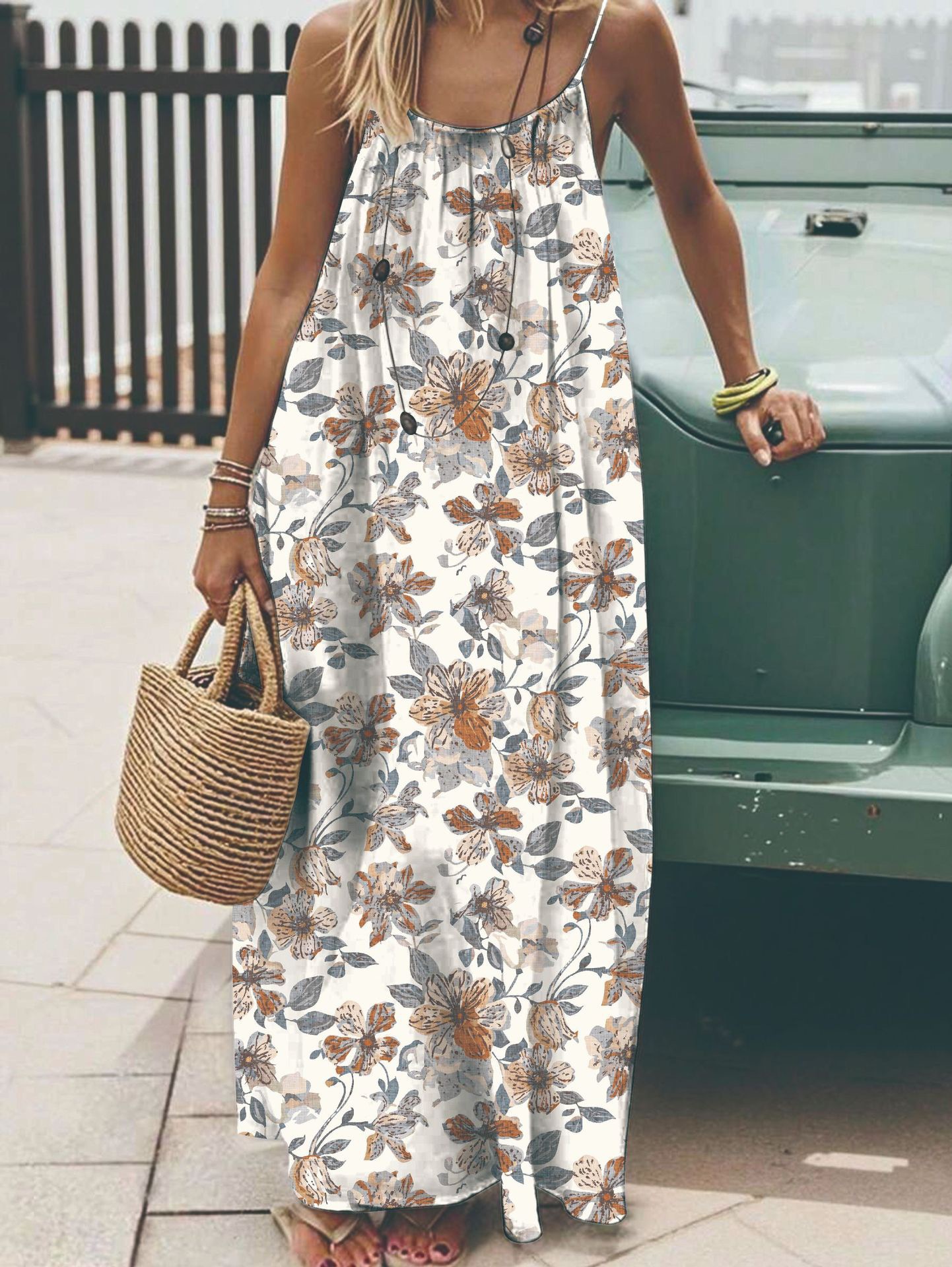 2026 New Women's Leopard and Striped Backless Maxi Dress （Buy 2 Free Shipping）