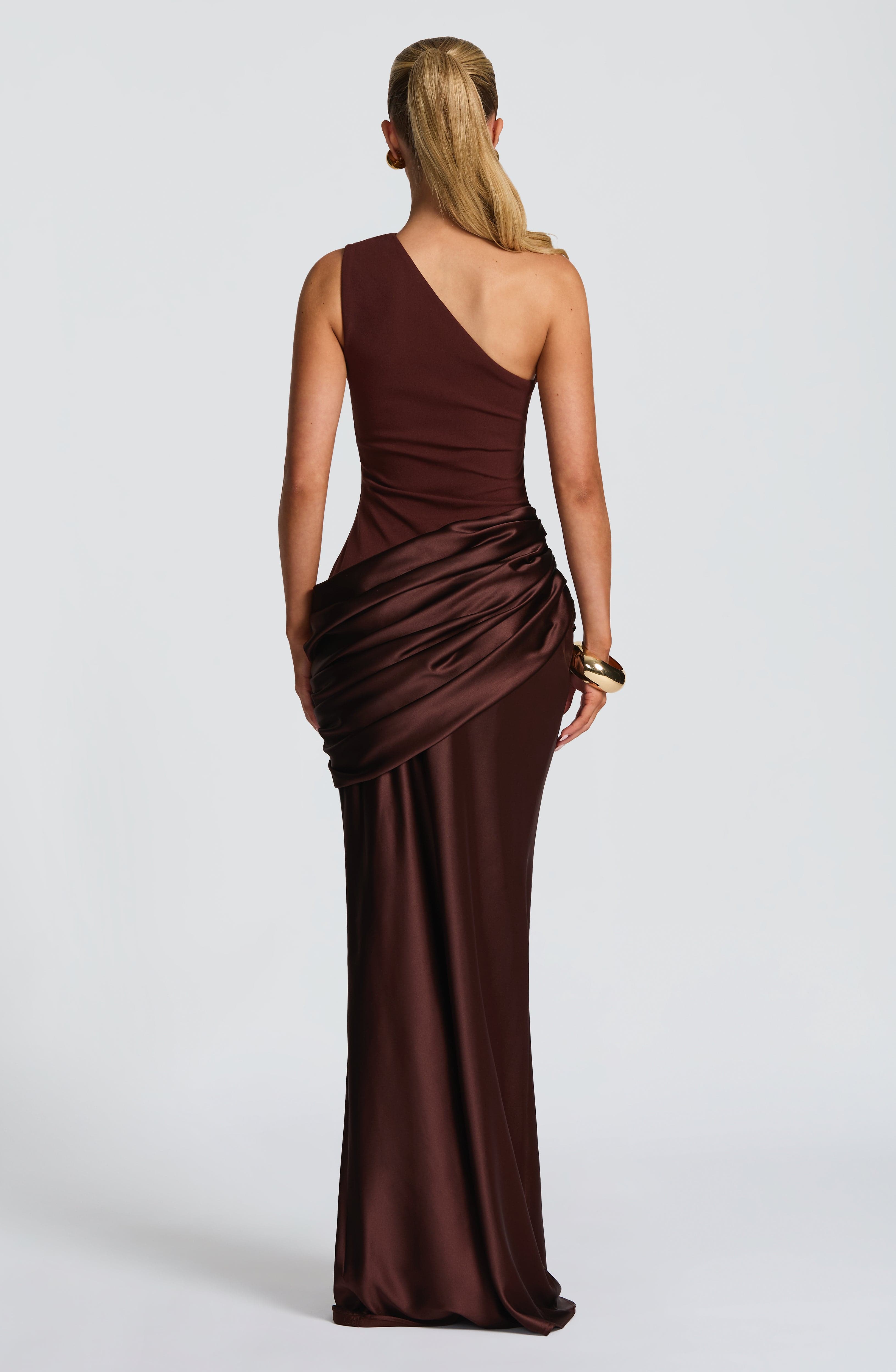 One-shoulder pleated long Maxi Dress（Buy 2 Free Shipping)