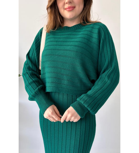 Crop Knit Dress Emerald(Buy 2 Free Shipping)