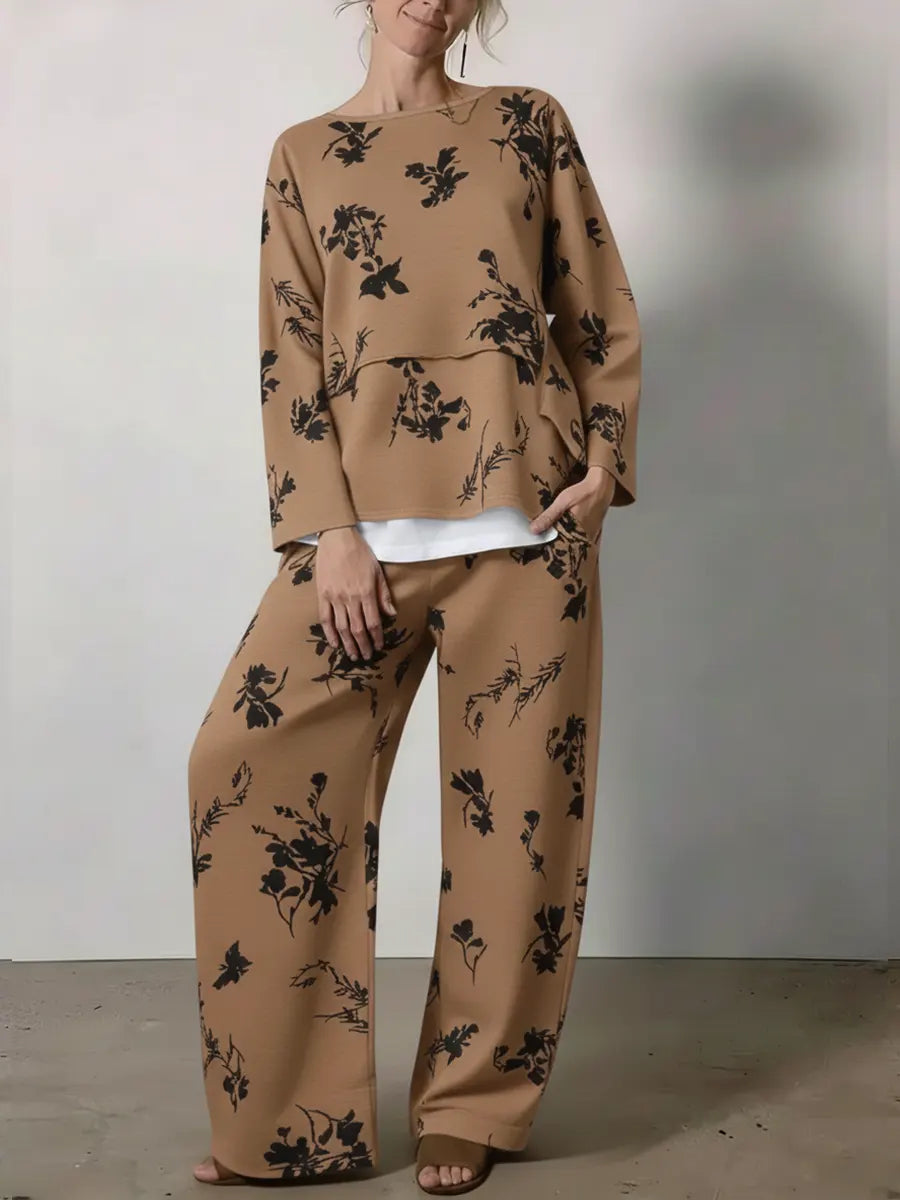 Women's Vintage Floral Print Cozy Cotton Top And Pants Two-piece Set（Buy 2 Free Shipping)