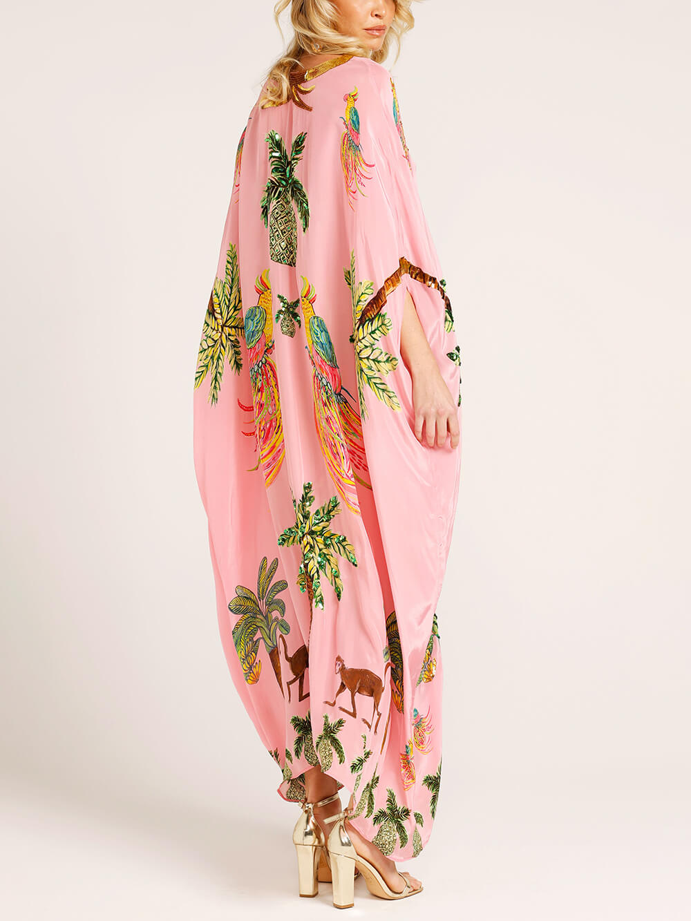 lusailstore - dropped sleeve coconut tree print dress （Buy 2 Free Shipping)