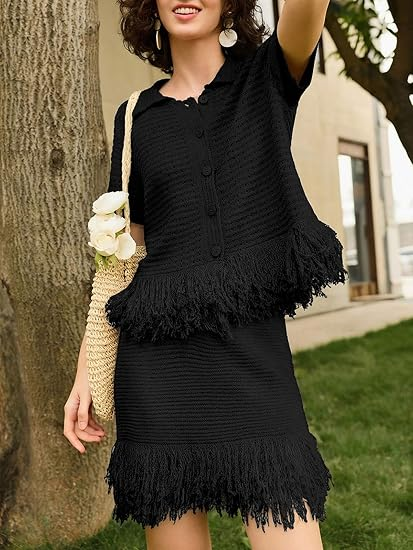 Fringe Crochet Sets Two Piece （Buy 2 Free Shipping)