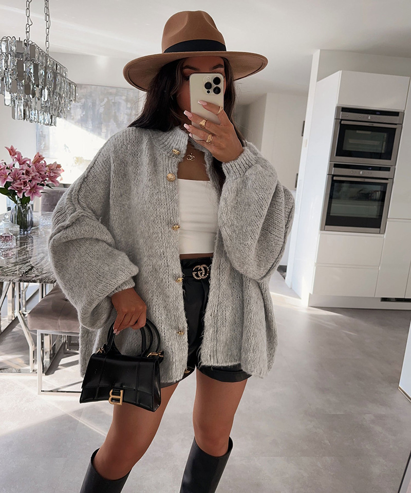 2025 woman Cardigan Sweaters Button Open Front Chunky Knit Oversized Sweater（Buy 2 Free Shipping)