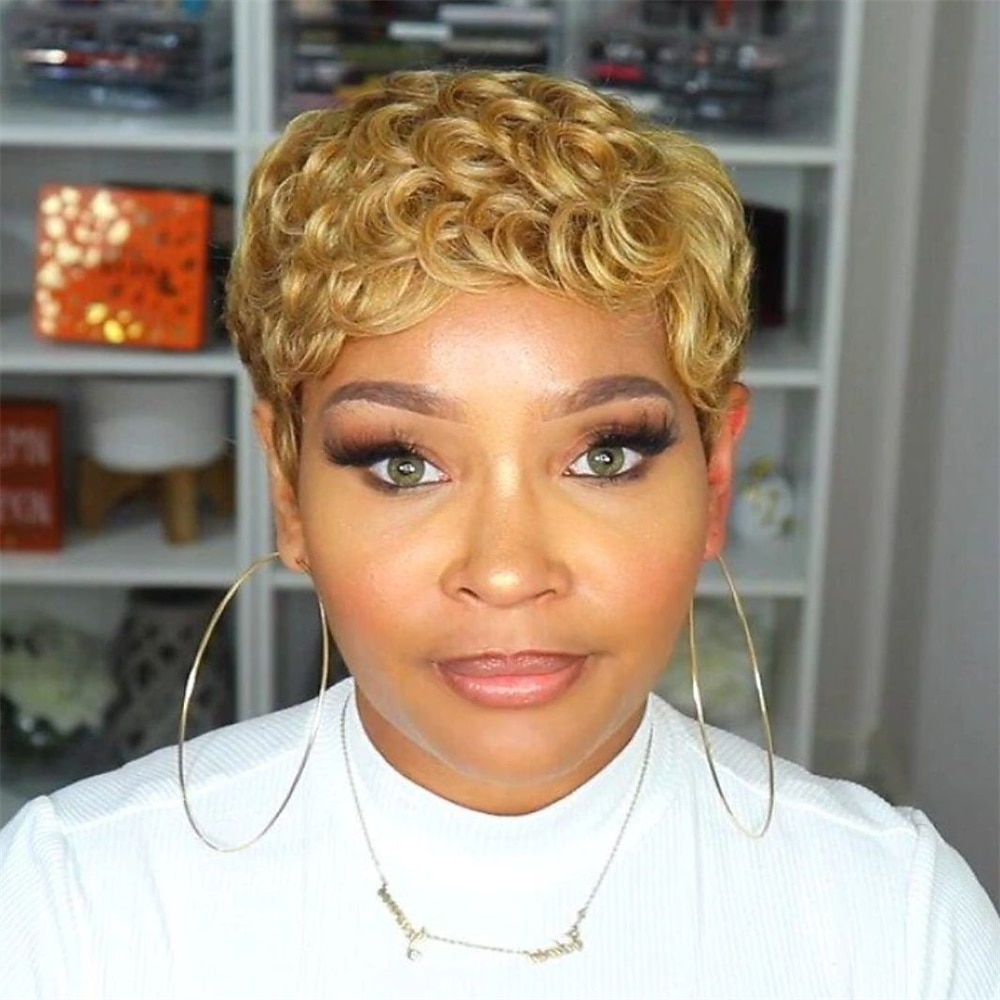Synthetic Wig Curly Pixie Cut Machine Made Wig Short A1 Synthetic Hair Women's Soft Party Easy to Carry Blonde  Daily Wear  Party  Evening  Daily Christmas Party Wigs 2023 - US $14.49 –P6