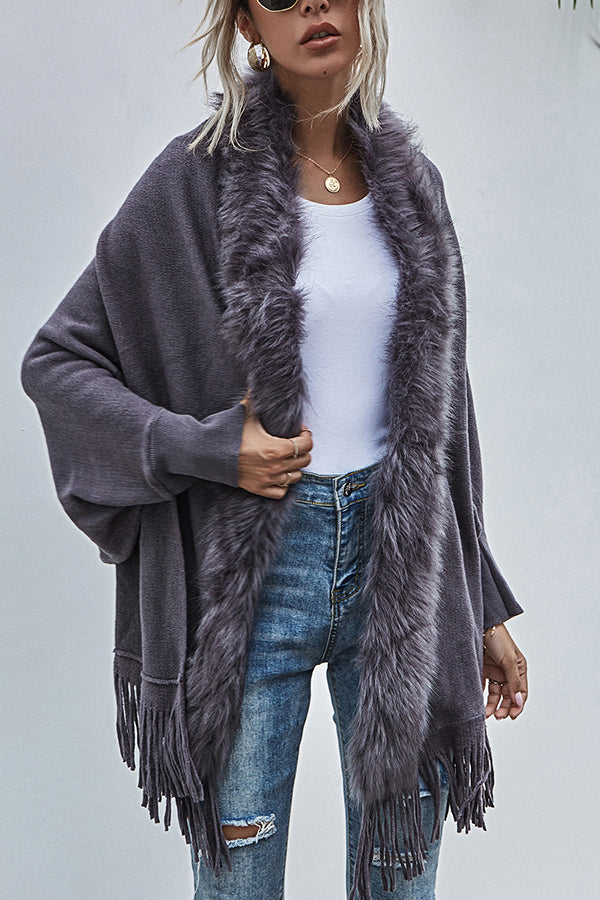 Fur collar shawl cardigan (Buy 2 Free Shipping)