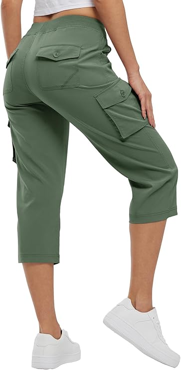 Women's Capris Lightweight Cargo Hiking Pants with 6 Pockets