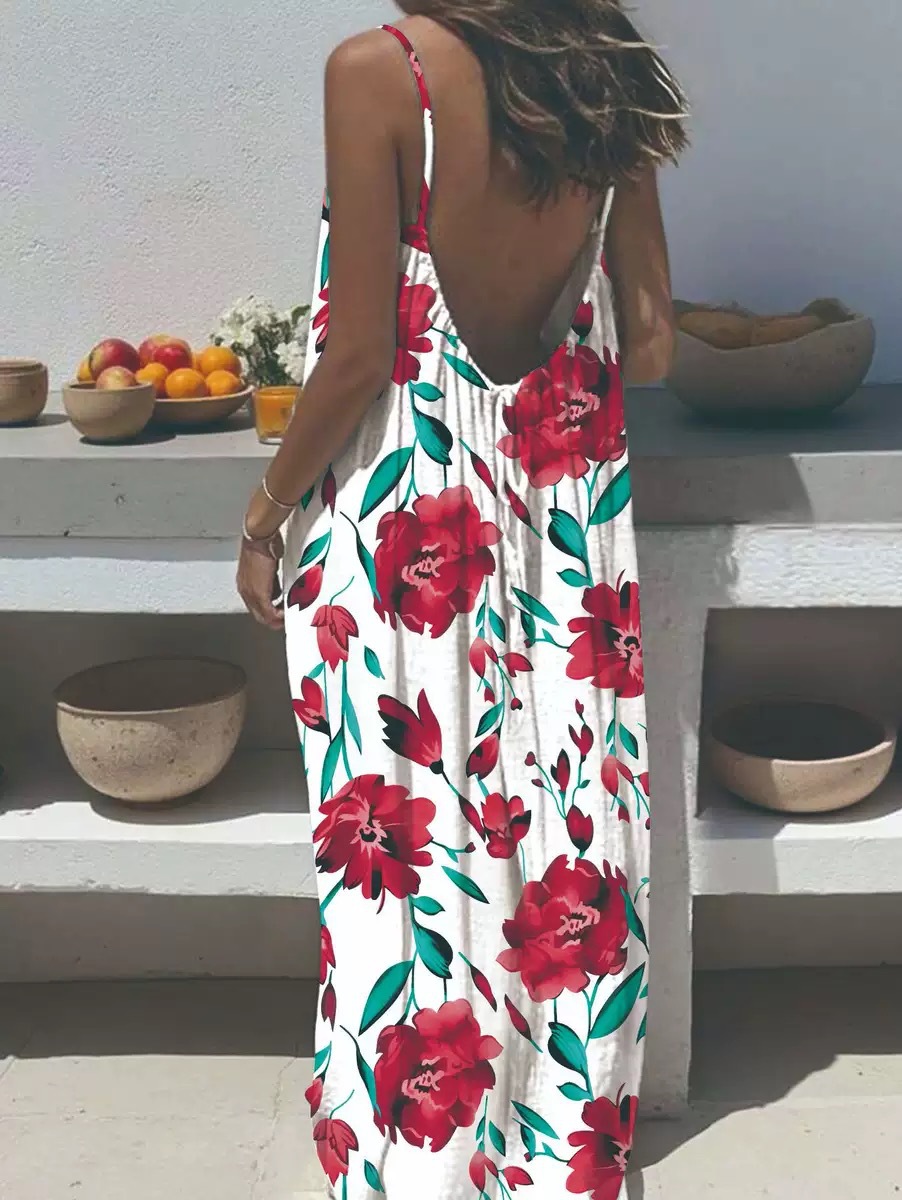 2026 New Women's Leopard and Striped Backless Maxi Dress （Buy 2 Free Shipping）