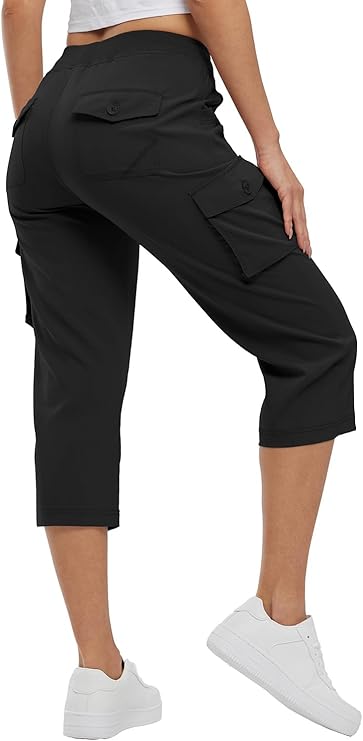 Women's Capris Lightweight Cargo Hiking Pants with 6 Pockets