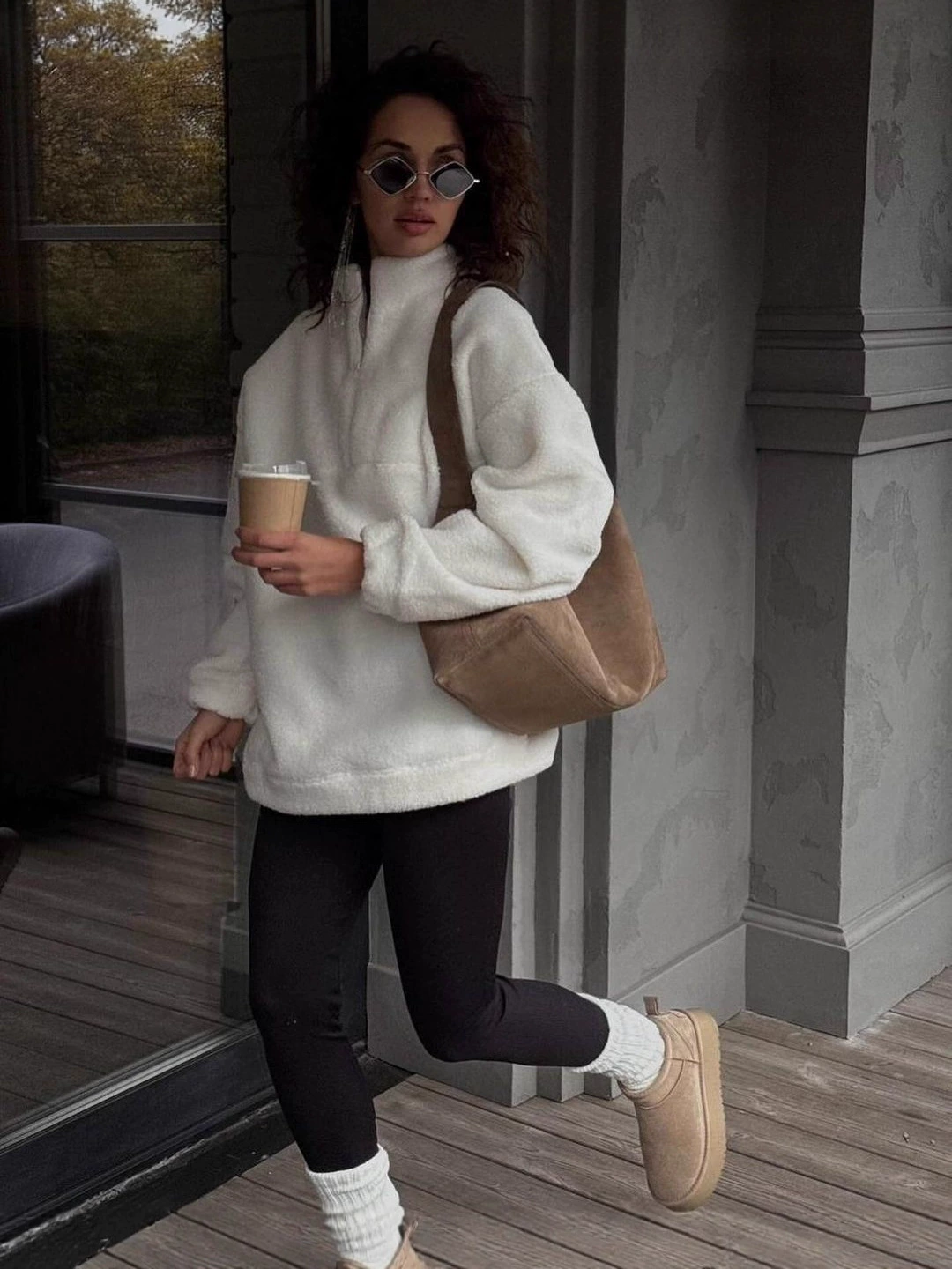 Women Ecoloft Half Zip Cloud White Jacket Pullover Sweater Fleece(Buy 2 Free Shipping)