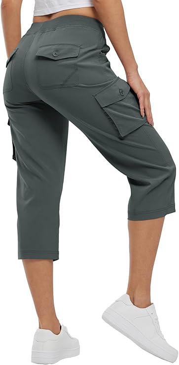 Women's Capris Lightweight Cargo Hiking Pants with 6 Pockets