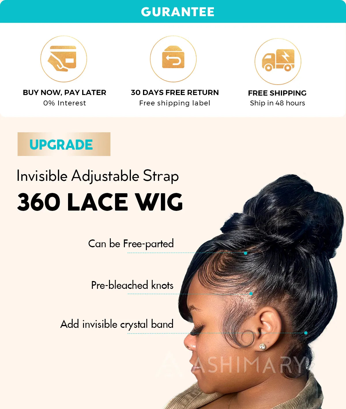 Upgrade Invisible Adjustable Strap 360 Lace Frontal Pre-bleached HD Lace Wig